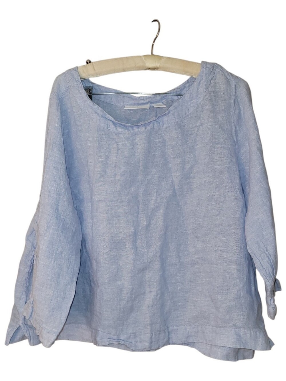 Martha Stewart 100% Linen Boho Top 3/4 Length Sleeves XL